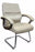 High Back Leather Effect Executive Visitor Armchair with Contoured Design Backrest and Chrome Base - Cream