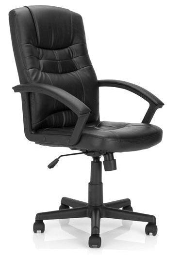 High Back Leather Effect Executive Armchair with Integral Headrest - Black