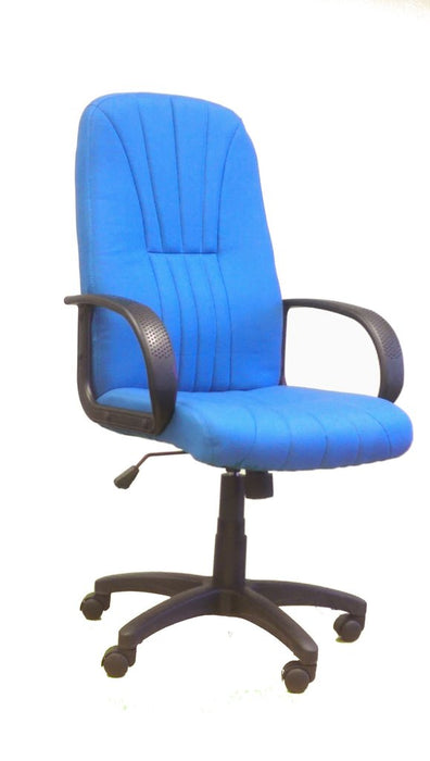 High Back Executive Armchair with Fan Stitch Design and Sculptured Back - Blue