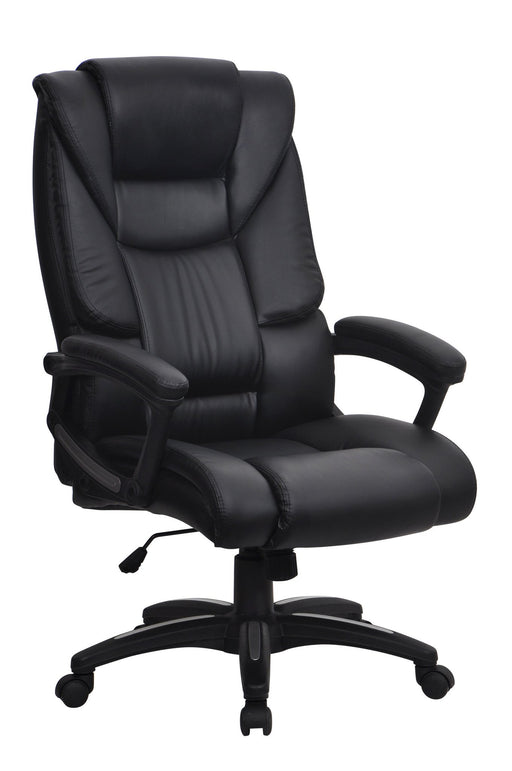 Oversized High Back Leather Effect Executive Chair with Integral Headrest - Black