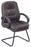 Cantilever Framed Leather Faced visitor Armchair with Contrasting Piping - Black