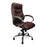 High Back Luxurious Leather Faced Synchronous Executive Armchair with Integral headrest and Chrome Base - Brown