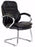 High Back Italian Leather Faced Executive Visitor Armchair with Integral Headrest and Chrome Base - Black
