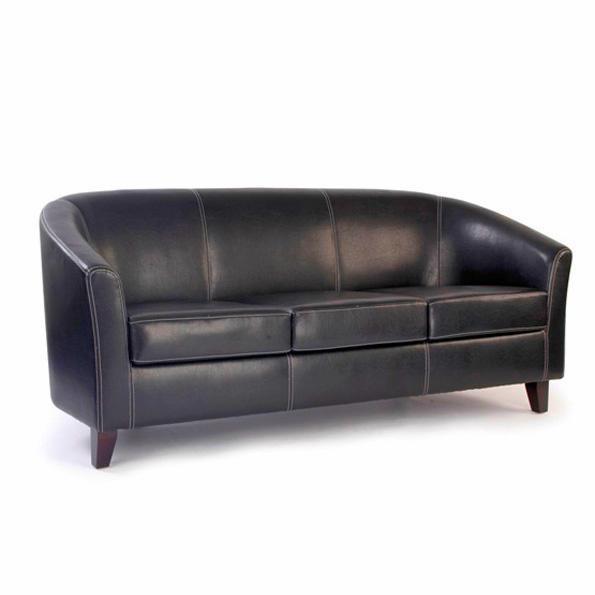 High Back Tub Style Three Seater Sofa Upholstered in a durable Leather Effect Finish - Brown
