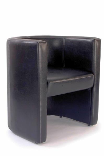 Low Back Leather Effect Tub Chair - Brown