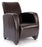 High Back Lounge Armchair Upholstered in a Durable Leather Effect Finish - Brown