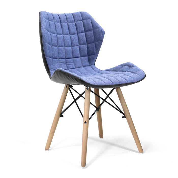 Stylish Lightweight Fabric Chair with Solid Beech Legs and Contemporary Panel Stitching - Mustard