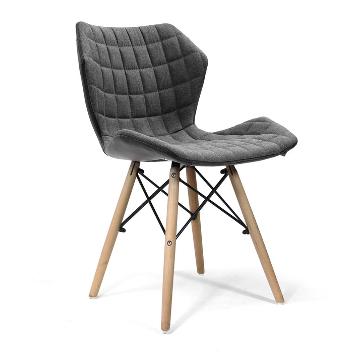 Stylish Lightweight Fabric Chair with Solid Beech Legs and Contemporary Panel Stitching - Purple