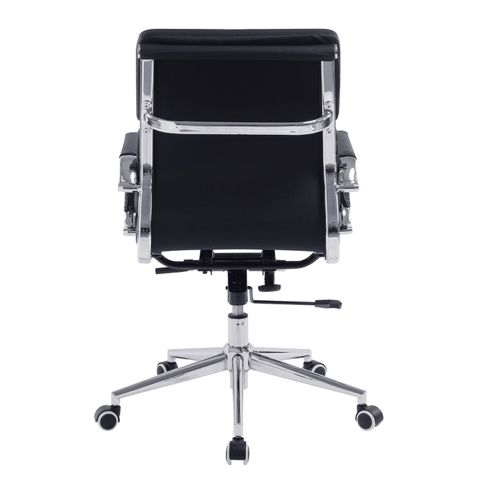 ADVANTIS Contemporary Medium Back Bonded Leather Executive Armchair With Chrome Base - Black
