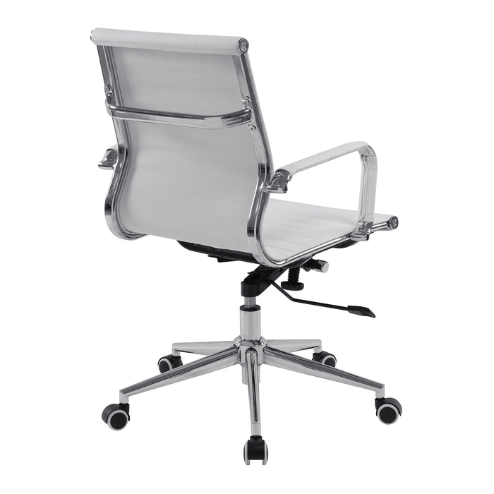 AURORA Contemporary Medium Back Bonded Leather Executive Armchair With Chrome Base