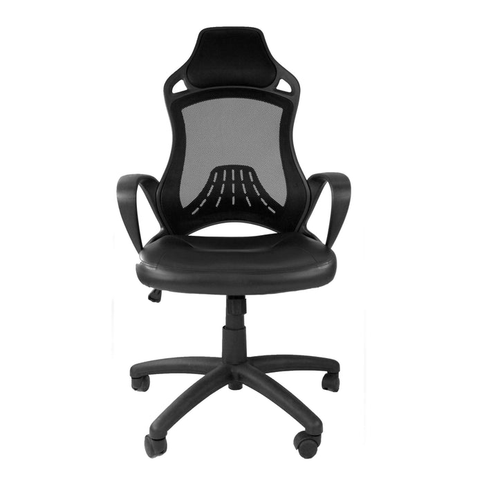 NEWBURY Ergonomic Office Mesh Chair with Pu Seat -Black