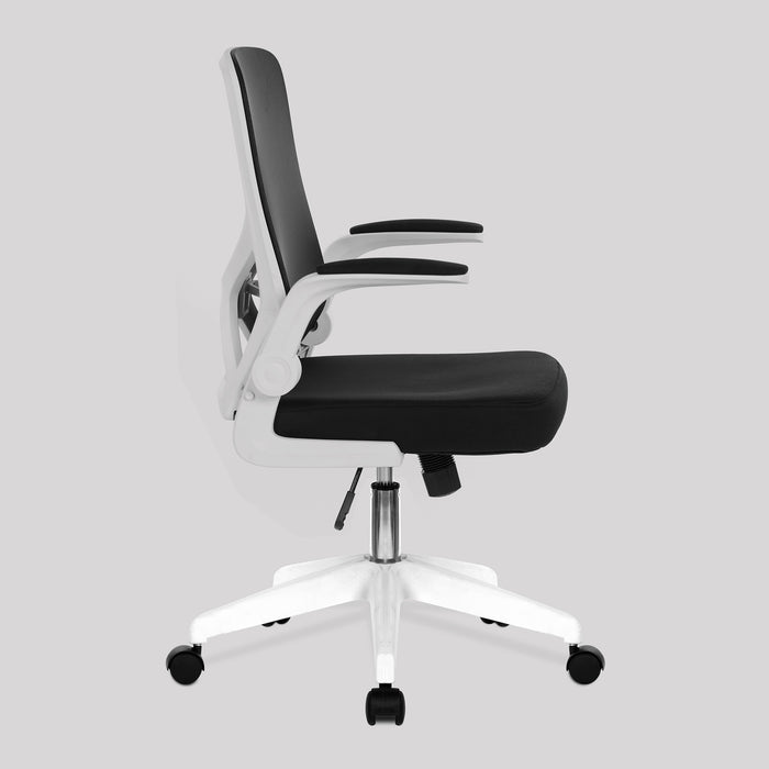 Ori - Foldable Mesh Chair with Upholstered Folding Arms, White Shell and White Nylon Base