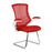Designer Medium Back Mesh Cantilever Chair with White Shell, Chrome Frame and Folding Arms - Red