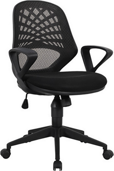 Mesh Back Operator Armchair with Fluted Black Nylon Base - Blue