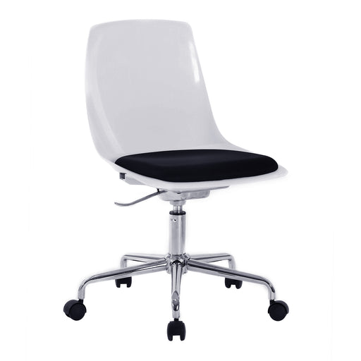 Designer Poly Swivel Chair with White Shell and Chrome Base