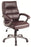 High Back Leather Effect Executive Armchair with Silver Detailed Black Nylon Base - Cherry Brown