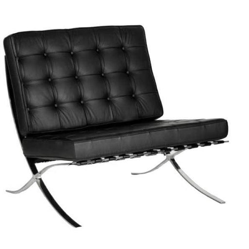 Contemporary Oversized Leather Faced Reception Chair with Classic Button Design - One Seater - Black