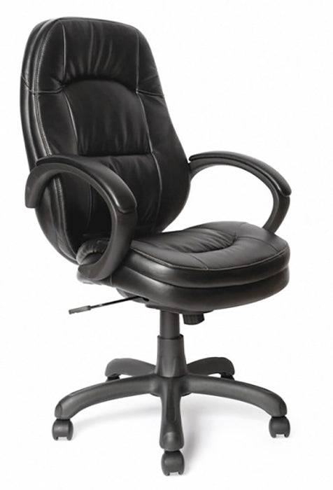 Stylish High Back Leather Effect Executive Armchair - Black