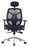 High Back Mesh Synchronous Executive Armchair with Adjustable Headrest and Chrome Base - Black