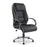 High Back Leather Faced Executive Armchair with Contrasting Piping and Chrome Base - Black