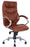High Back Luxurious Leather Faced Synchronous Executive Armchair with Integral headrest and Chrome Base - Tan