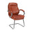 High Back Italian Leather Faced Executive Visitor Armchair with Integral Headrest and Chrome Base - Tan
