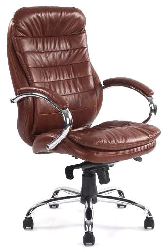 High Back Italian Leather Faced Synchronous Executive Armchair with Integral Headrest and Chrome Base - Black
